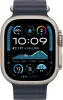 Apple Watch Series Ultra 2 49mm Natural Titanium Case with Navy Ocean Band One Size